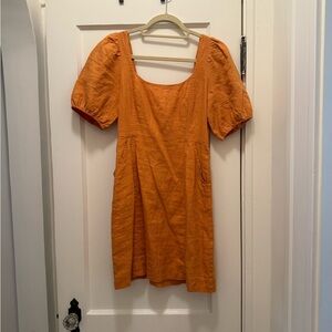 NWT Madewell Maisie Mini Dress Orange Linen Short Sleeve NL116 Women’s Size 2